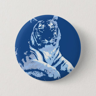 The Blue Pop Art Tiger 6 Cm Round Badge