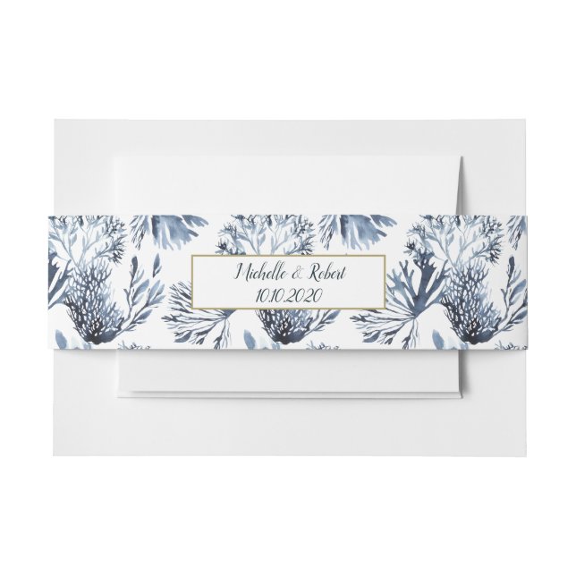 The blue Reef | Nautical Wedding Invitation Belly Band (Front Example)