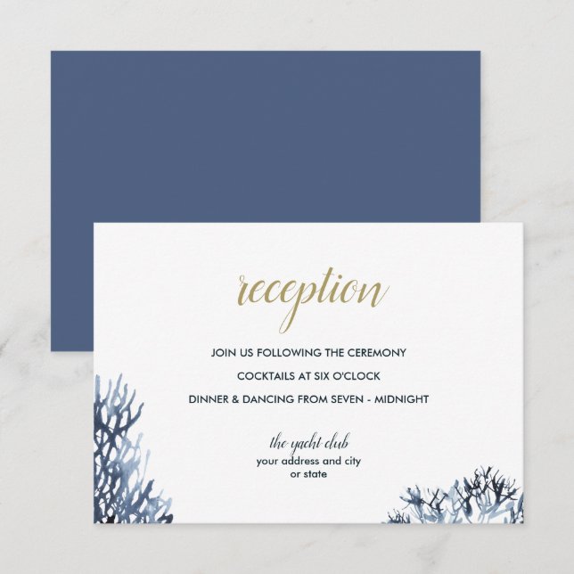 The blue Reef | Nautical Wedding reception Invitation (Front/Back)