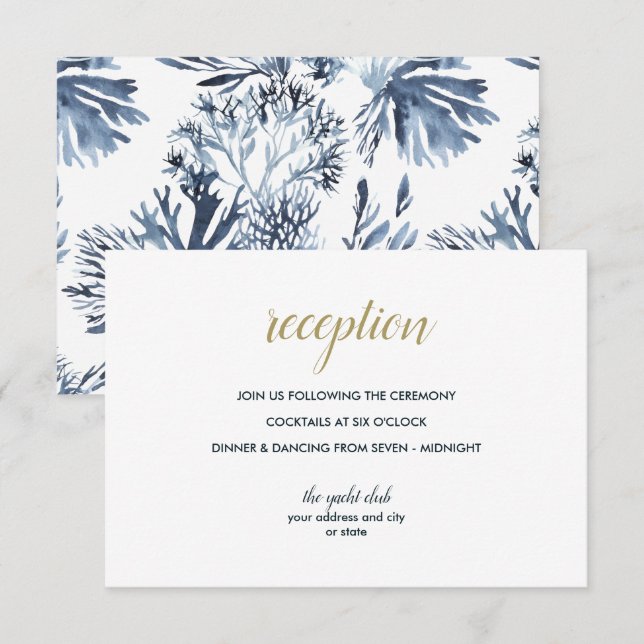 The blue Reef | Nautical Wedding reception Invitation (Front/Back)