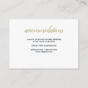The blue Reef   Wedding Hotel Accommodation Enclosure Card