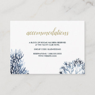 The blue Reef   Wedding Hotel Accommodation Enclosure Card