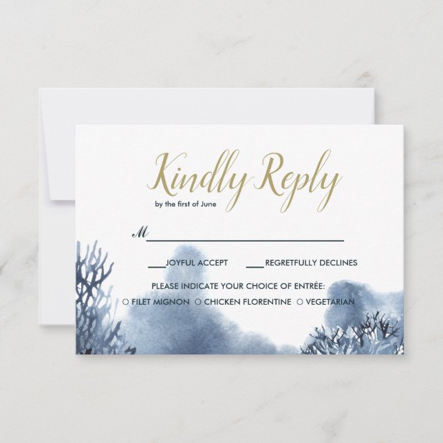 The blue Reef | Wedding RSVP with meal choise (Front)