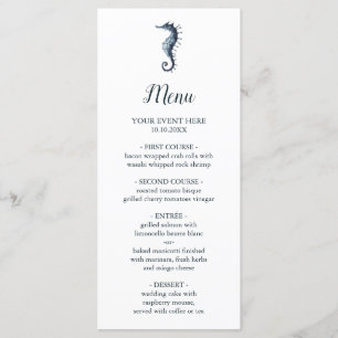 The Blue Seahorse    Nautical Wedding  Menu