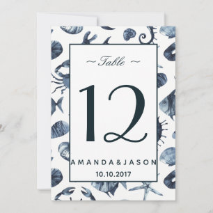 The Blue Seahorse Nautical Wedding Table card