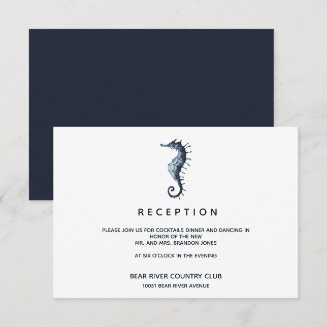 The Blue Seahorse | Wedding Reception Enclosure Invitation (Front/Back)