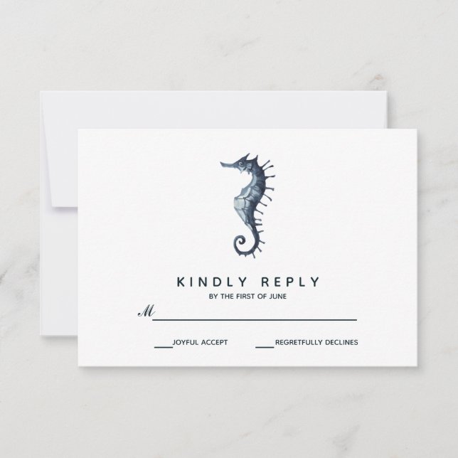 The Blue Seahorse | Wedding RSVP (Front)