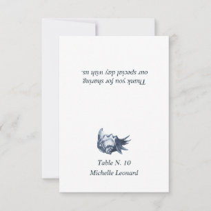 The Blue Seashell   Nautical Wedding table place Invitation