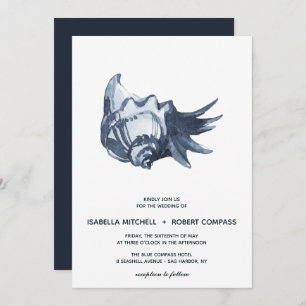 The Blue Seashell   Wedding Invitation