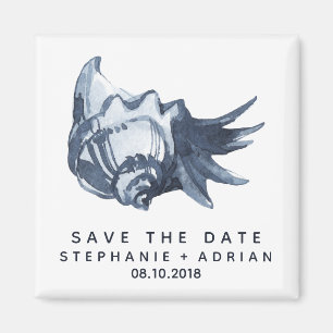 The Blue Seashell   Wedding Save the Date Favour Magnet