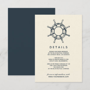 The Blue Ship's wheel Wedding Guest Details Invitation
