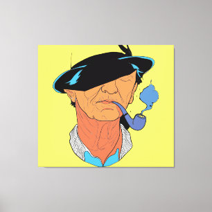 The Blue Smoke Sailor: Minimalist Portrait Canvas Print