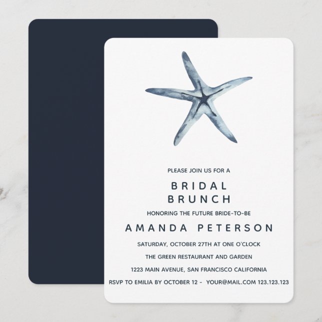 The Blue Starfish l Bridal Brunch Wedding Invitation (Front/Back)