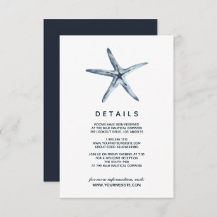 The Blue Starfish Wedding Guest Details Invitation
