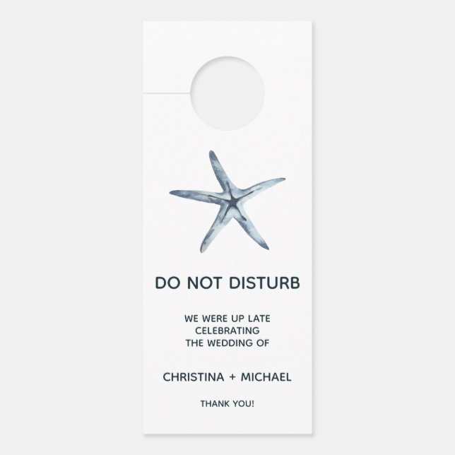 The Blue Starfish |  Wedding Guest Door Hanger (Front)