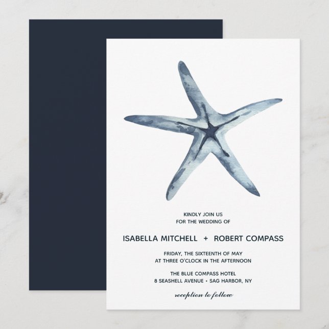 The Blue Starfish | Wedding Invitation (Front/Back)