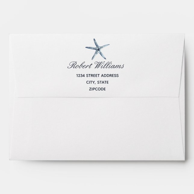 The Blue starfish  | Wedding Personalised Envelope (Back (Top Flap))