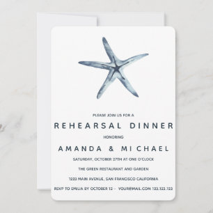 The Blue Starfish Wedding Rehearsal Dinner Invitation