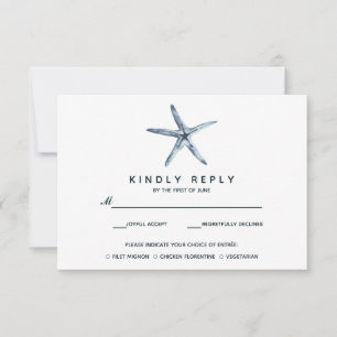 The Blue Starfish   Wedding RSVP with meal choise
