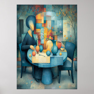 The Blue Table Reinterpretation Masterpiece Poster