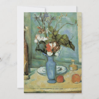 The Blue Vase (Flowers and Fruit) by Paul Cezanne