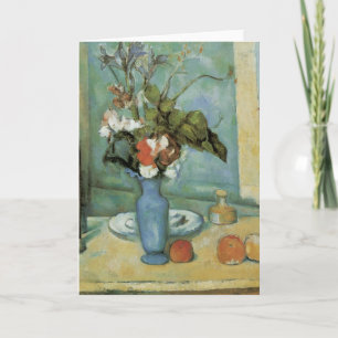 The Blue Vase (Flowers and Fruit) by Paul Cezanne Card