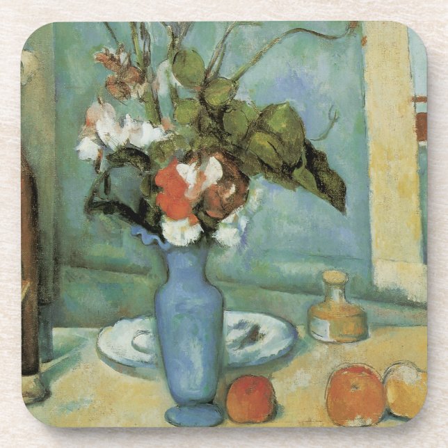 The Blue Vase (Flowers and Fruit) by Paul Cezanne Coaster (Front)