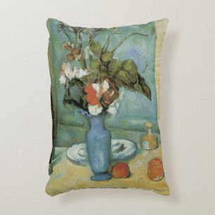 The Blue Vase (Flowers and Fruit) by Paul Cezanne Decorative Cushion