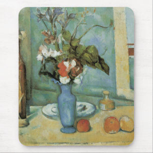 The Blue Vase (Flowers and Fruit) by Paul Cezanne Mouse Mat
