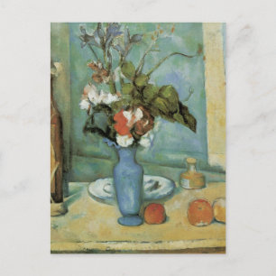 The Blue Vase (Flowers and Fruit) by Paul Cezanne Postcard