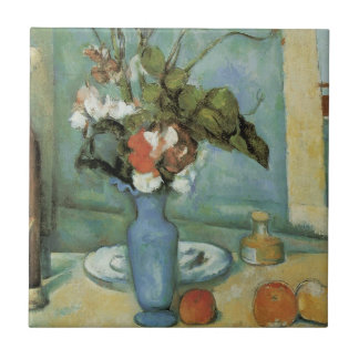 The Blue Vase (Flowers and Fruit) by Paul Cezanne Tile