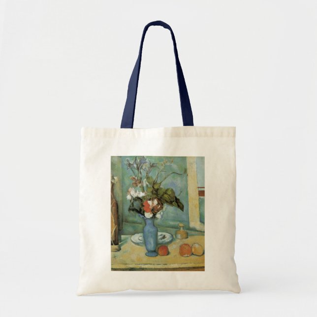 The Blue Vase (Flowers and Fruit) by Paul Cezanne Tote Bag (Front)