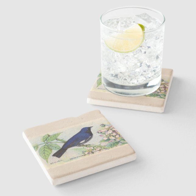 The Blue Warbler Stone Coaster (Side)
