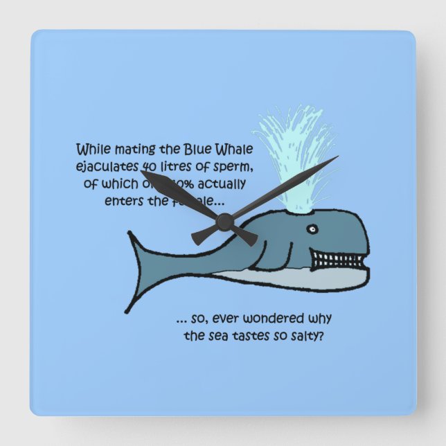 The Blue Whale... Square Wall Clock (Front)