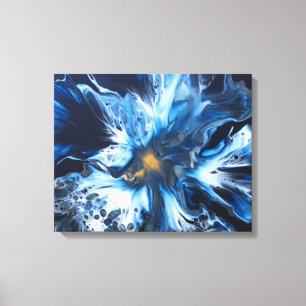 The Blues - Acrylic Dutch Bloom Pour Painting Canvas Print