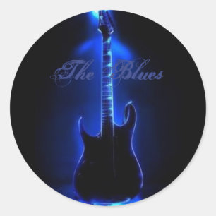The Blues Guitar Image On Round Stiker Classic Round Sticker