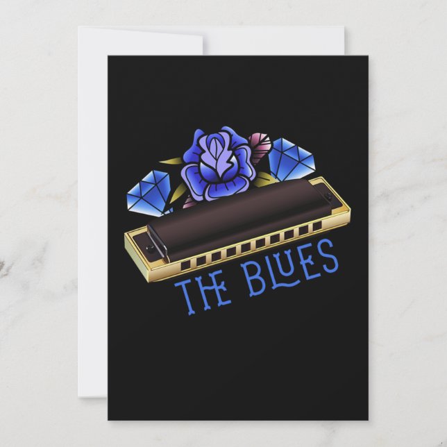 The Blues Harmonica Music Sound Acoustic Jazz Gift Invitation (Front)
