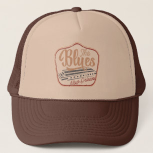 The Blues new Orleans harmonica distressed T-Shirt Trucker Hat
