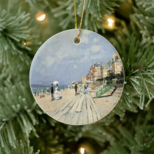 The Boardwalk at Trouville by Claude Monet Ceramic Tree Decoration