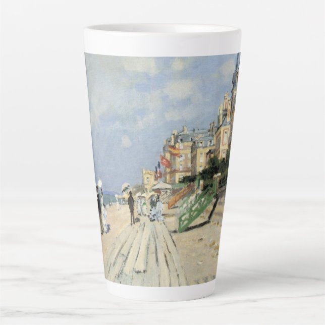 The Boardwalk at Trouville by Claude Monet Latte Mug (Front)