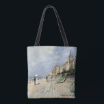 The Boardwalk at Trouville by Claude Monet Tote Bag<br><div class="desc">The Boardwalk at Trouville (1870) by Claude Monet is a vintage impressionist fine art painting featuring a beach at a seaside resort in Normandy, France on a beautiful sunny day. About the artist: Claude Monet (1840-1926) was a founder of the French impressionist painting movement with most of his paintings being...</div>