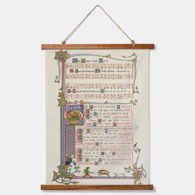 The Boar's Head Christmas Carol Mediaeval Hanging Tapestry (Front)