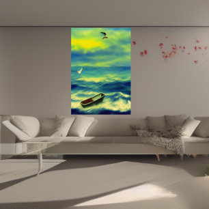 The boat lost at sea   AI Art Poster
