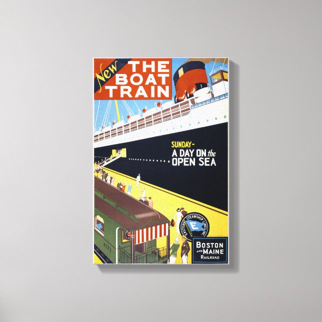 The Boat Train Vintage Travel Poster Canvas Print (Front)
