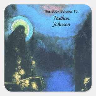 The Boat Virgin With Corona by Odilon Redon Square Sticker