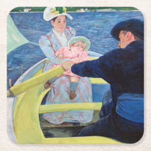 The Boating Party, Mary Cassatt Square Paper Coaster