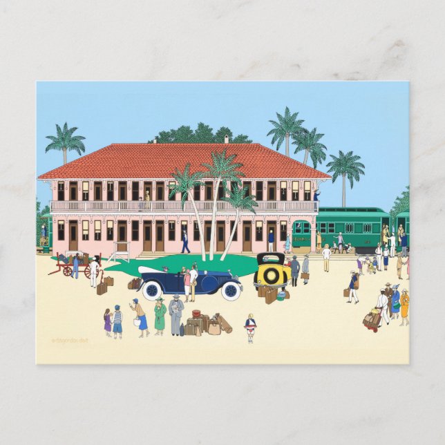 The Boca Grande Railroad Station 1928 Postcard (Front)