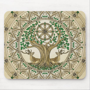 The Bodhi tree Dharma Wheel Mouse Mat