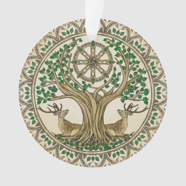 The Bodhi tree Dharma Wheel Ornament (Front)