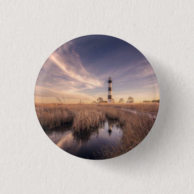 The Bodie Island Lighthouse  At Sunset 3 Cm Round Badge (Front)